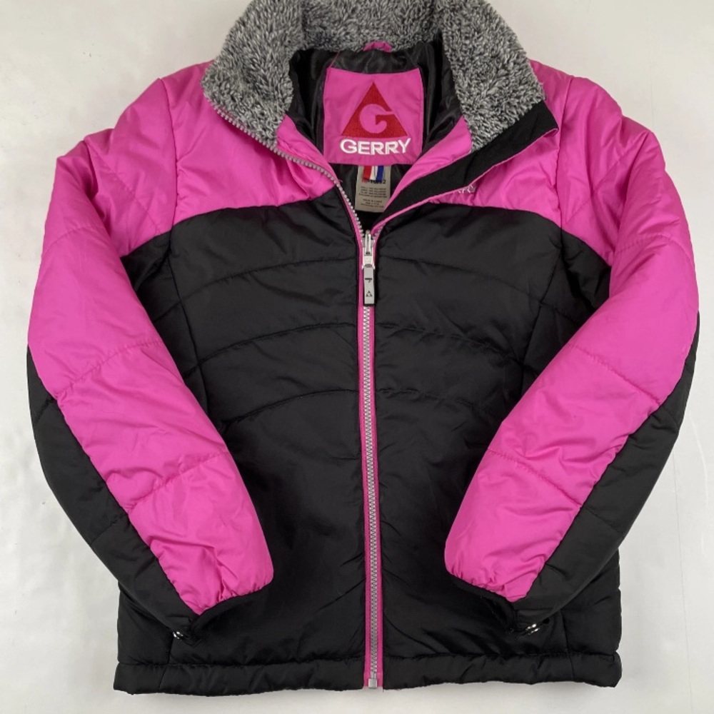 Gerry winter jacket girls m(10-12) insulated faux fur collar pink coat